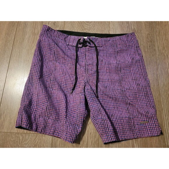 Parke & Ronen Swim Trunks Mens 30 Plaid Lined Shorts Adjustable Waist Purple - Picture 1 of 8